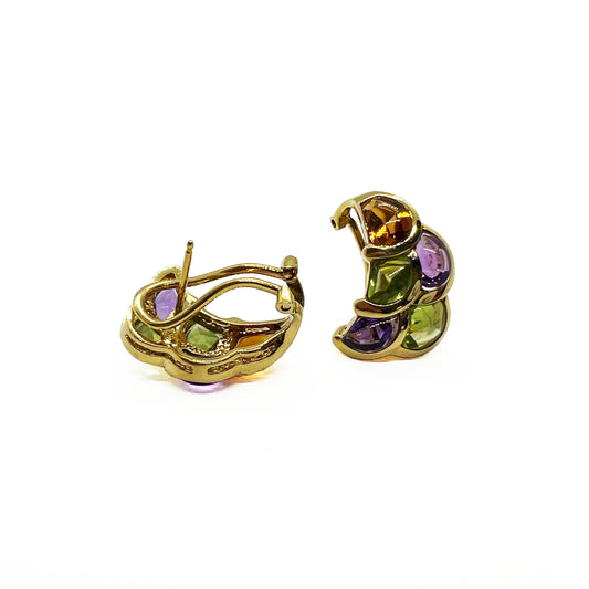 18ky Multi Gem Earrings