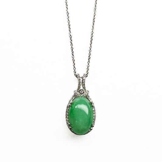 14kw Jade and Diamond Pendant