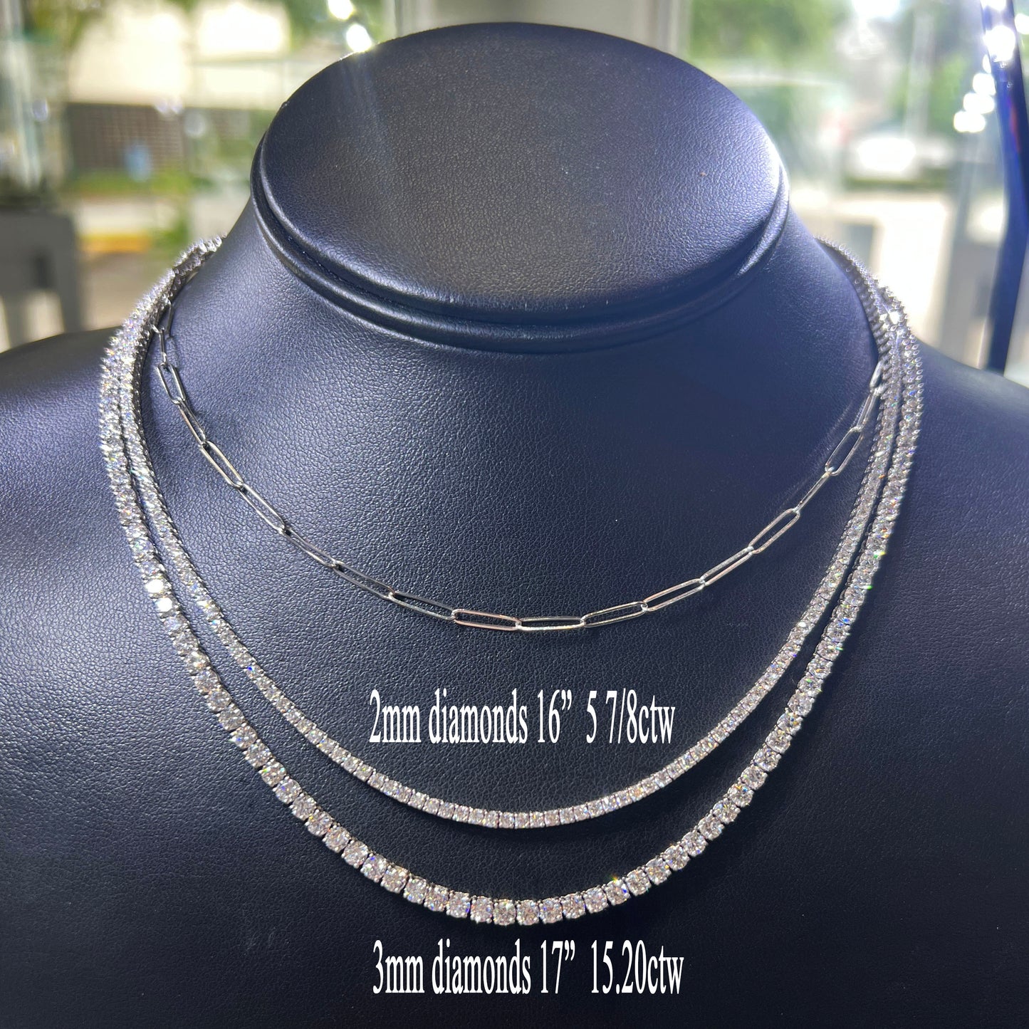 14kw Lab Diamond Tennis Necklace 5 7/8ctw