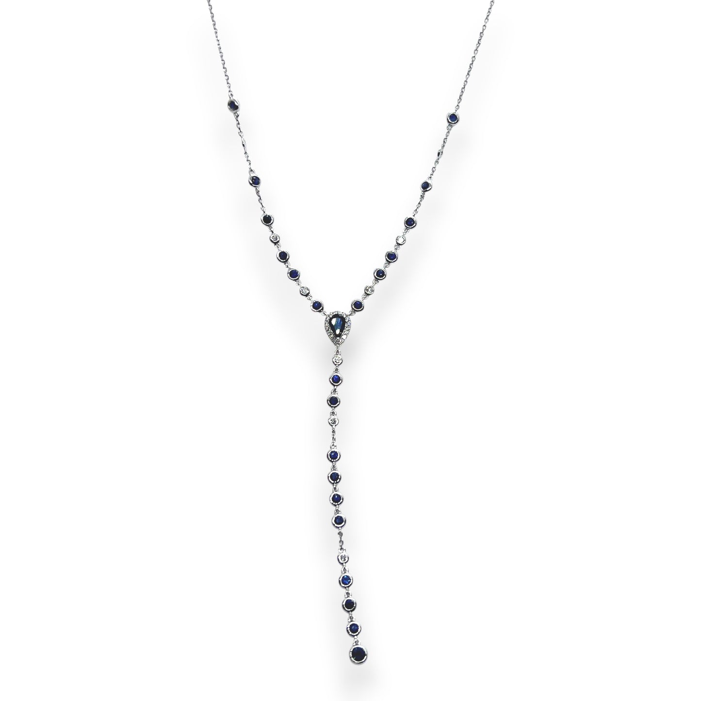 14kw Sapphire and DIamonds Rosary Necklace