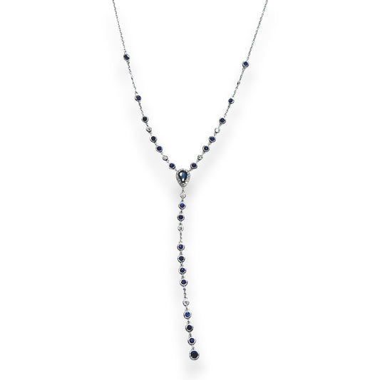 14kw Sapphire and DIamonds Rosary Necklace