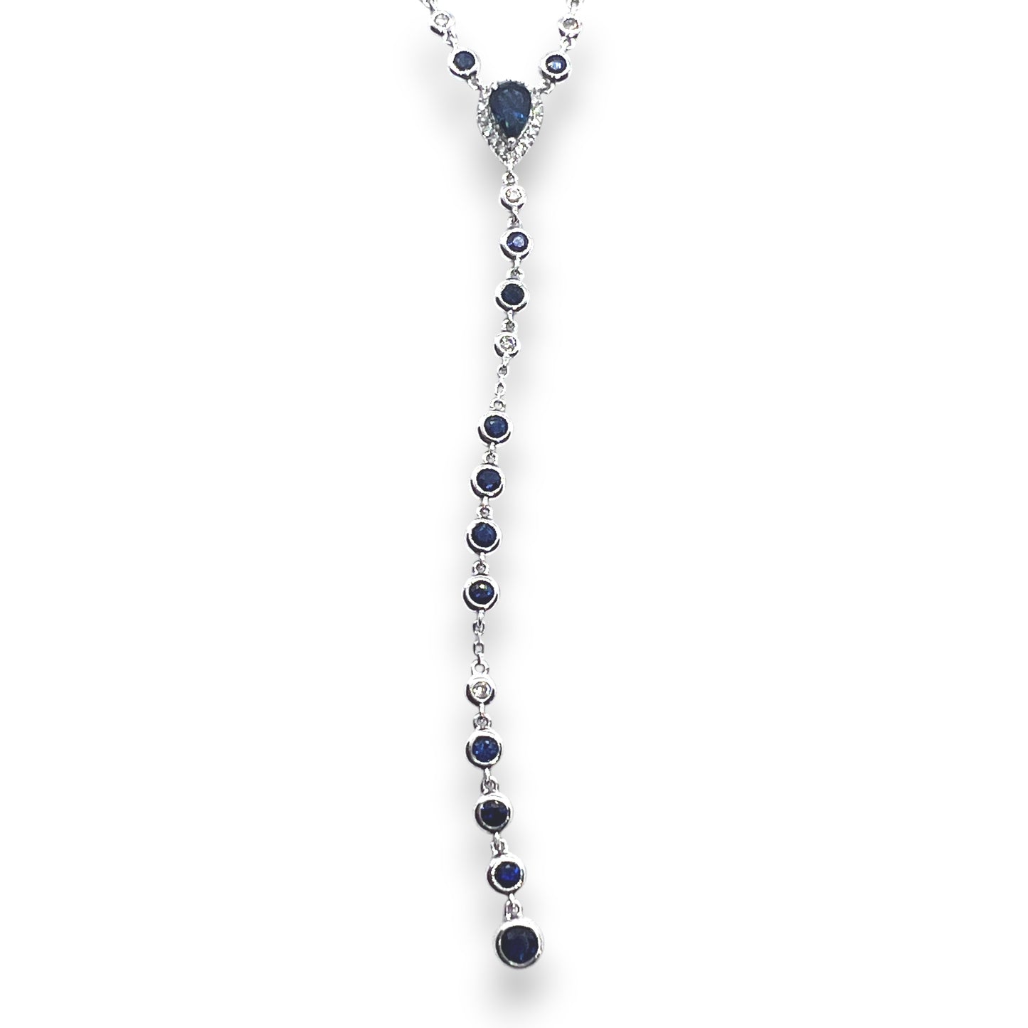14kw Sapphire and DIamonds Rosary Necklace