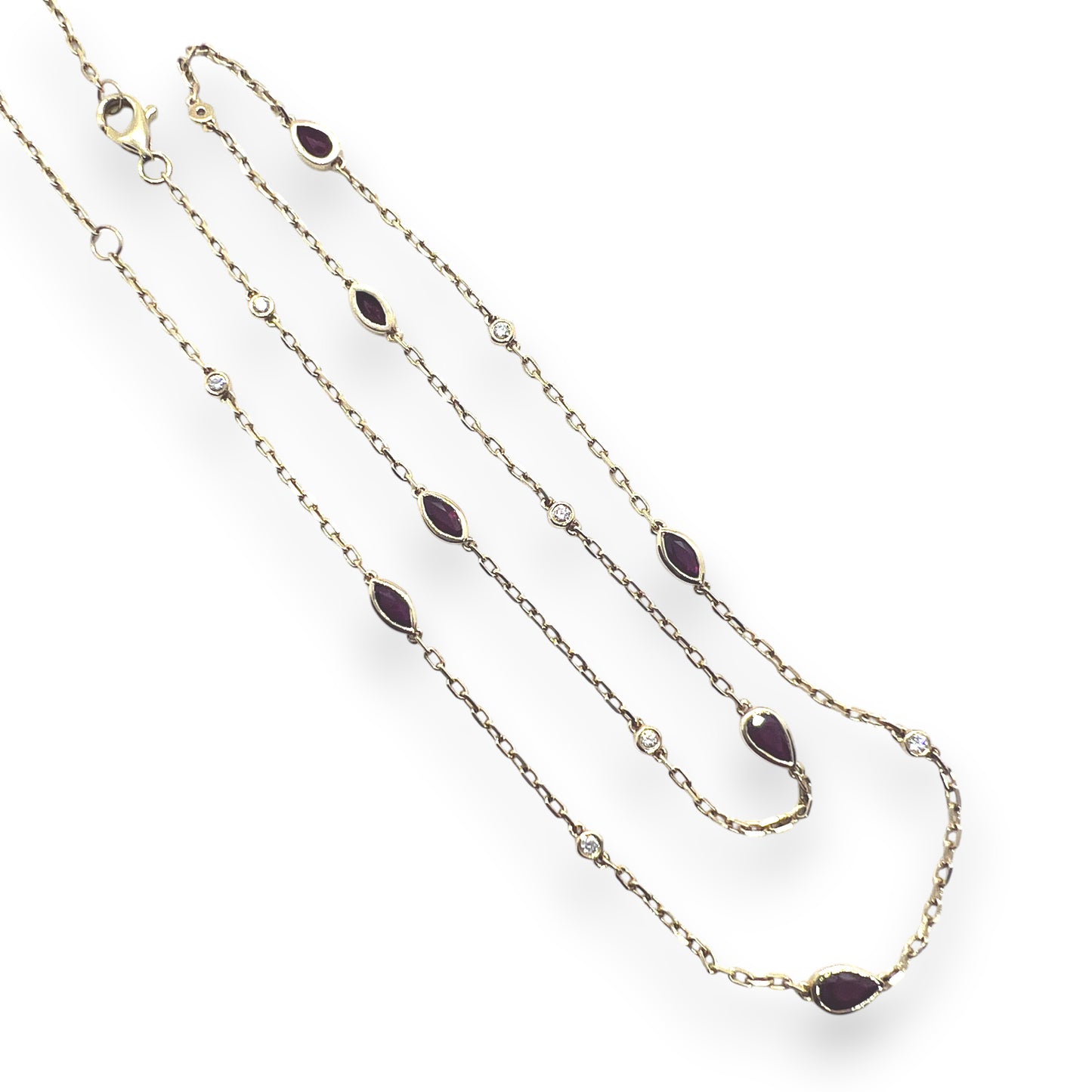 14ky Ruby and diamonds Station Necklace