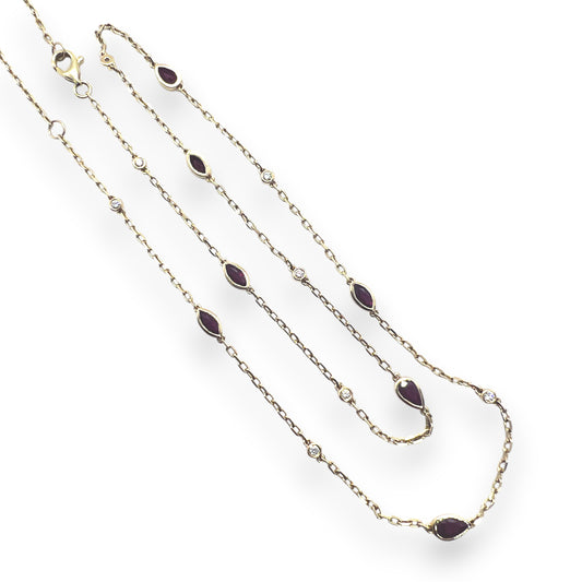14ky Ruby and diamonds Station Necklace