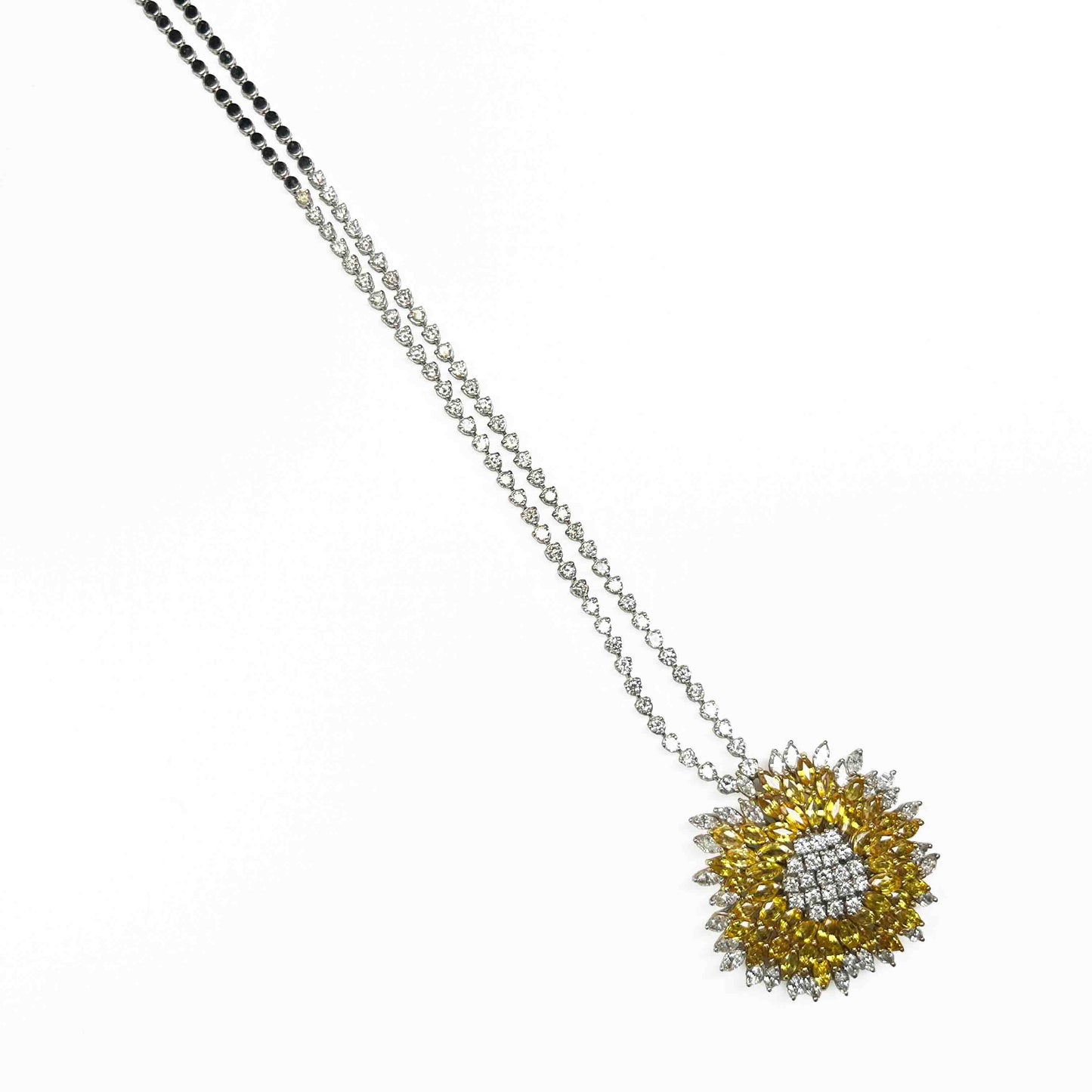 18kw Diamond and Yellow Sapphire Necklace