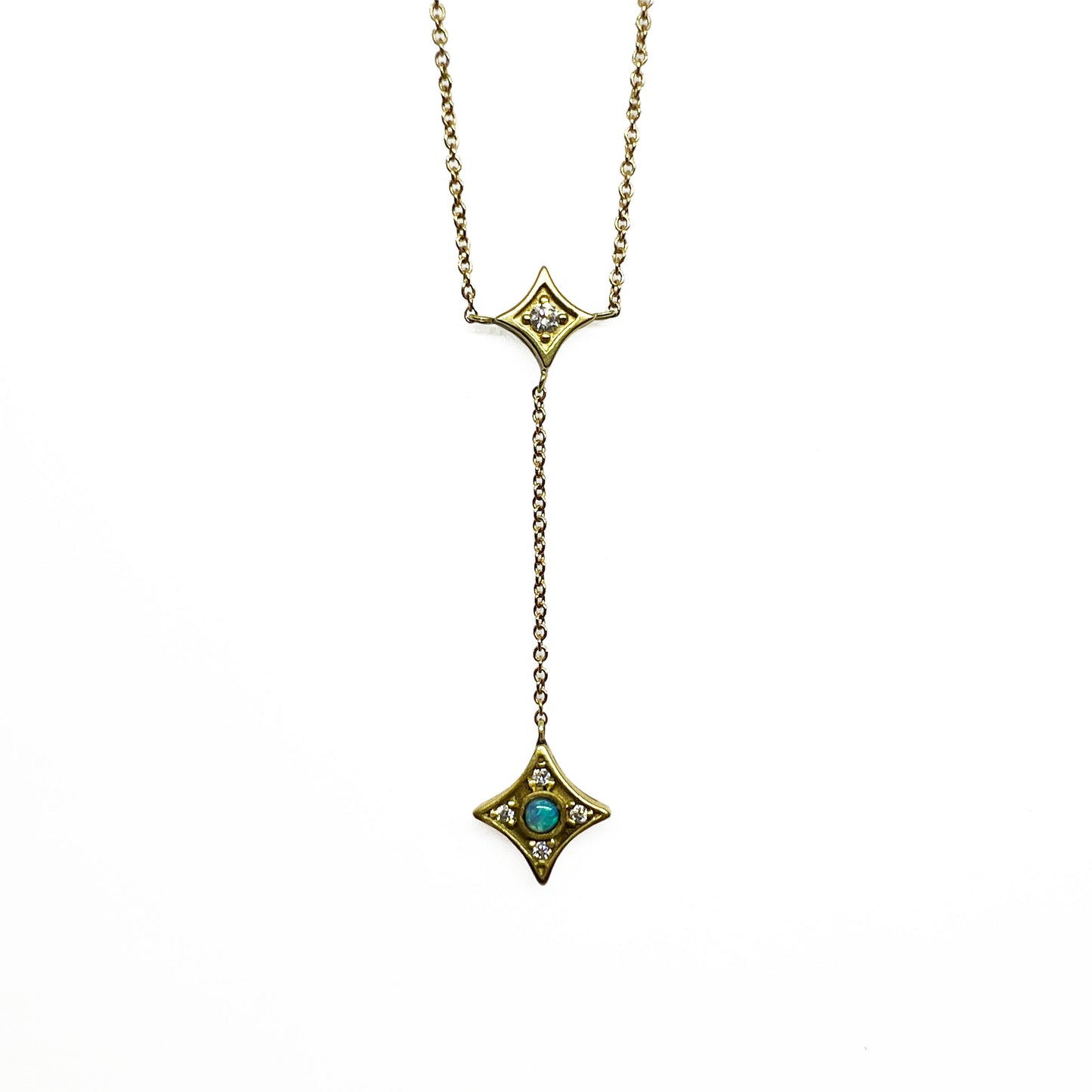 18ky Opal and Diamond Lariat Necklace