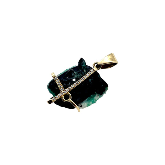 18ky Reversible Emerald Horse Pendant