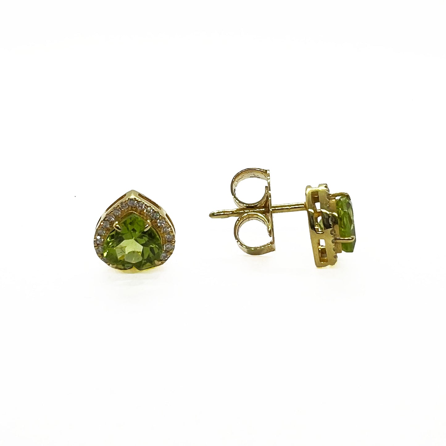 14ky Peridot Heart Earrings