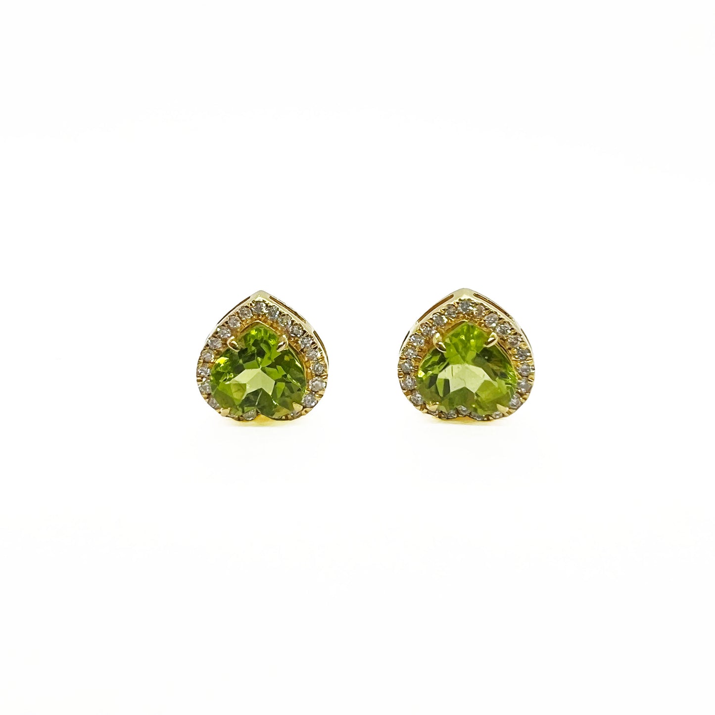 14ky Peridot Heart Earrings