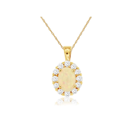 14kr Opal and Diamond Necklace