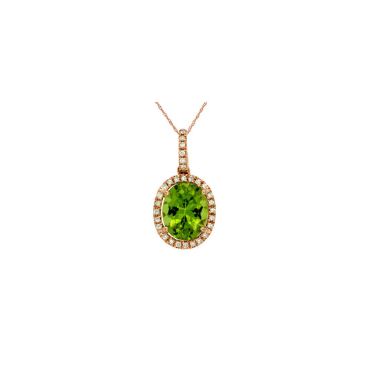 14kr Peridot and Diamond Necklace