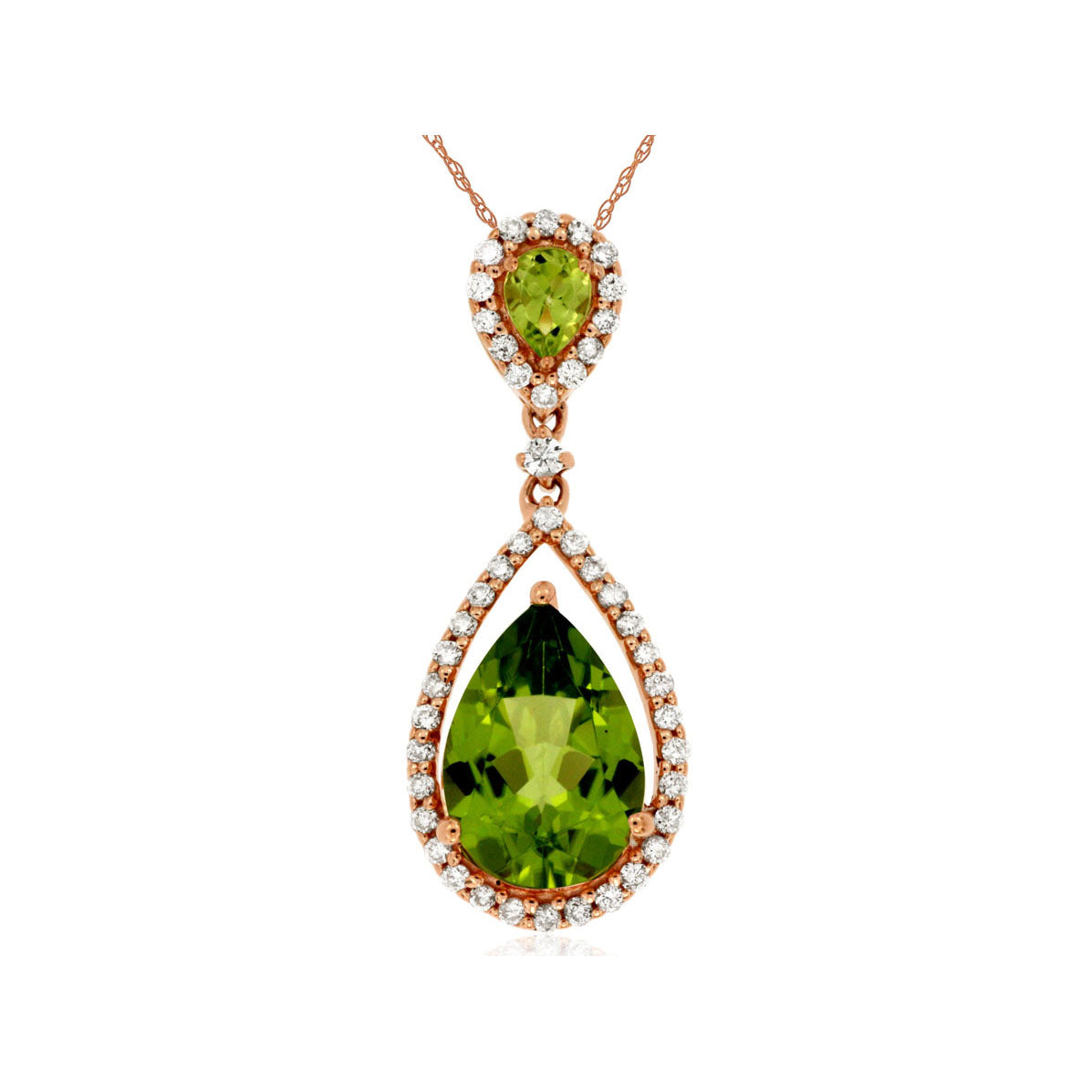 14kr Peridot and Diamond Necklace