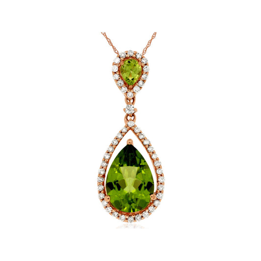 14kr Peridot and Diamond Necklace