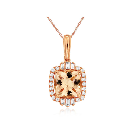 14kr Morganite and Diamond Pendant