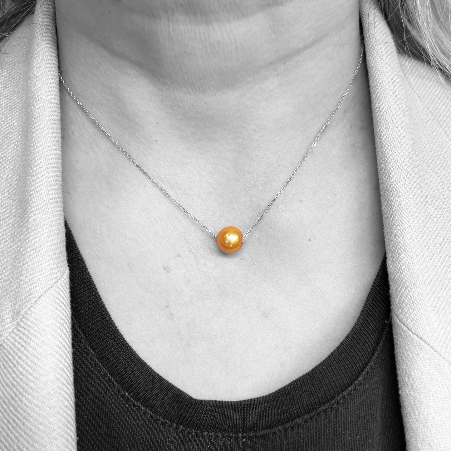 18kw Golden Pearl Slide Necklace