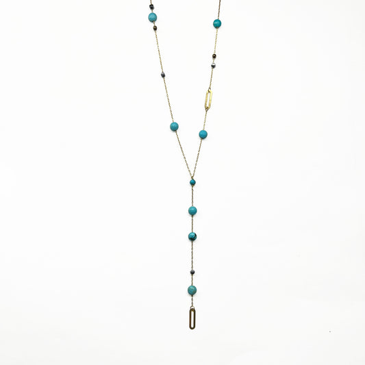 18ky Turquoise Beads Necklace