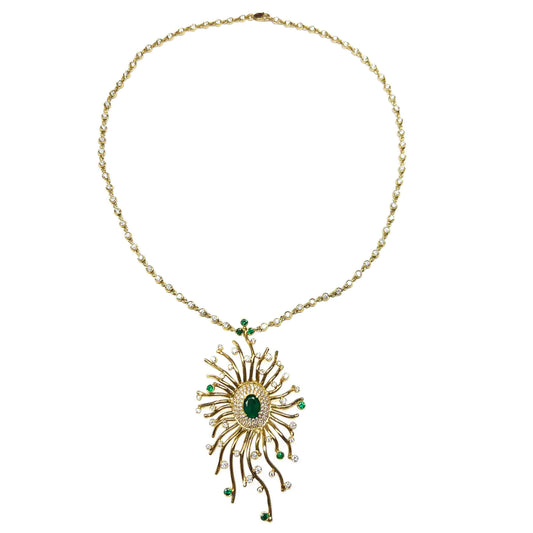 18ky Emeralds and Diamonds Necklace