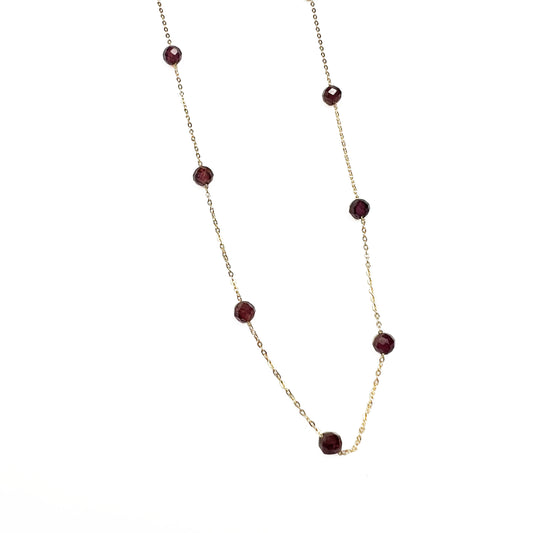 18ky Ruby Beads Necklace