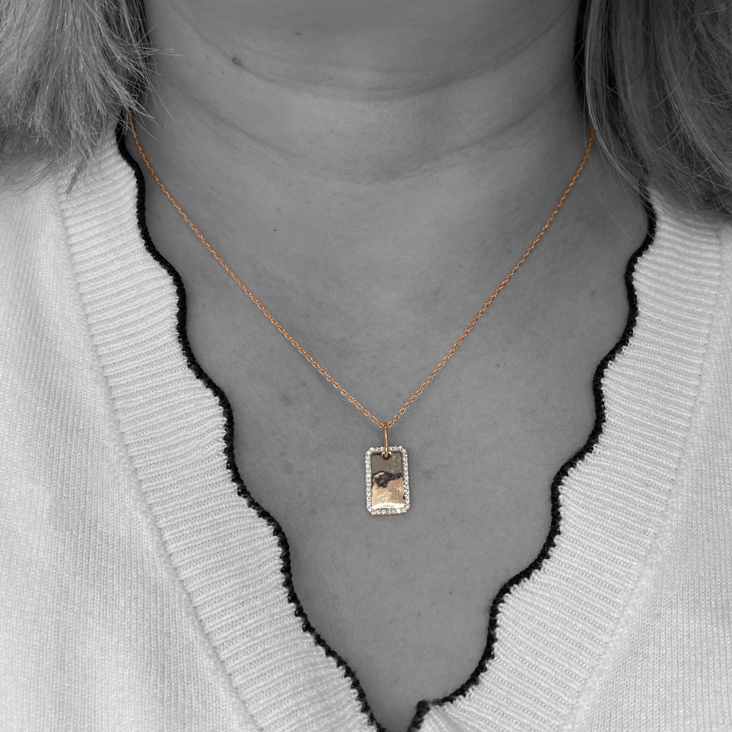 14k Diamond Engravable Necklace