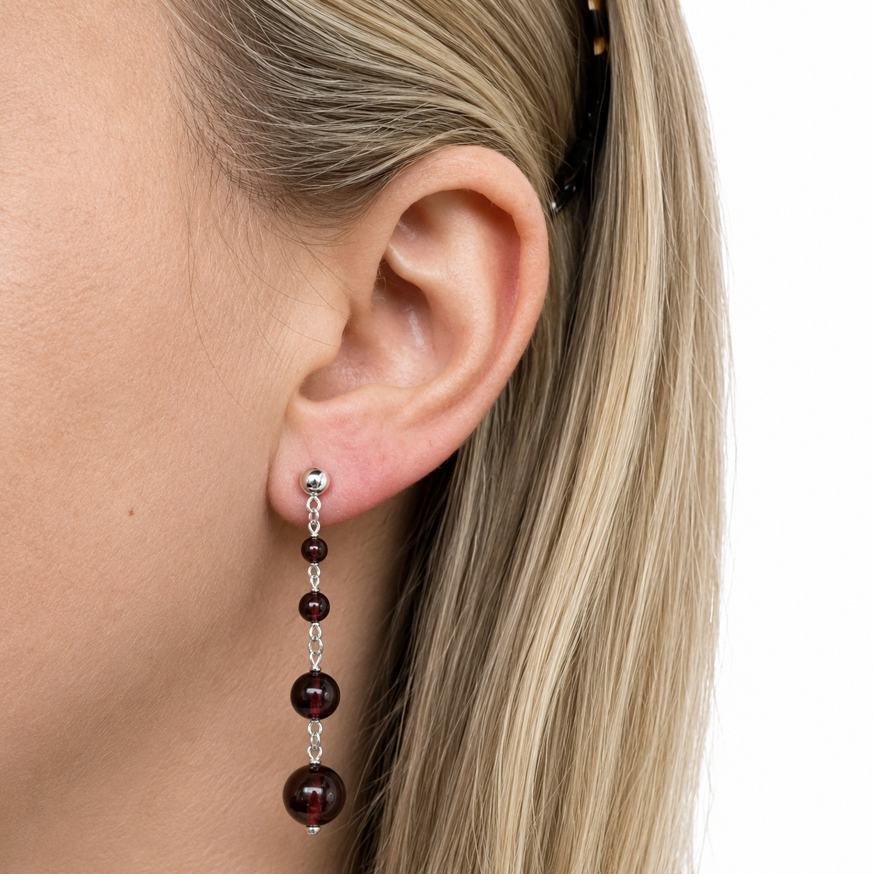 Silver Garnet Earrings