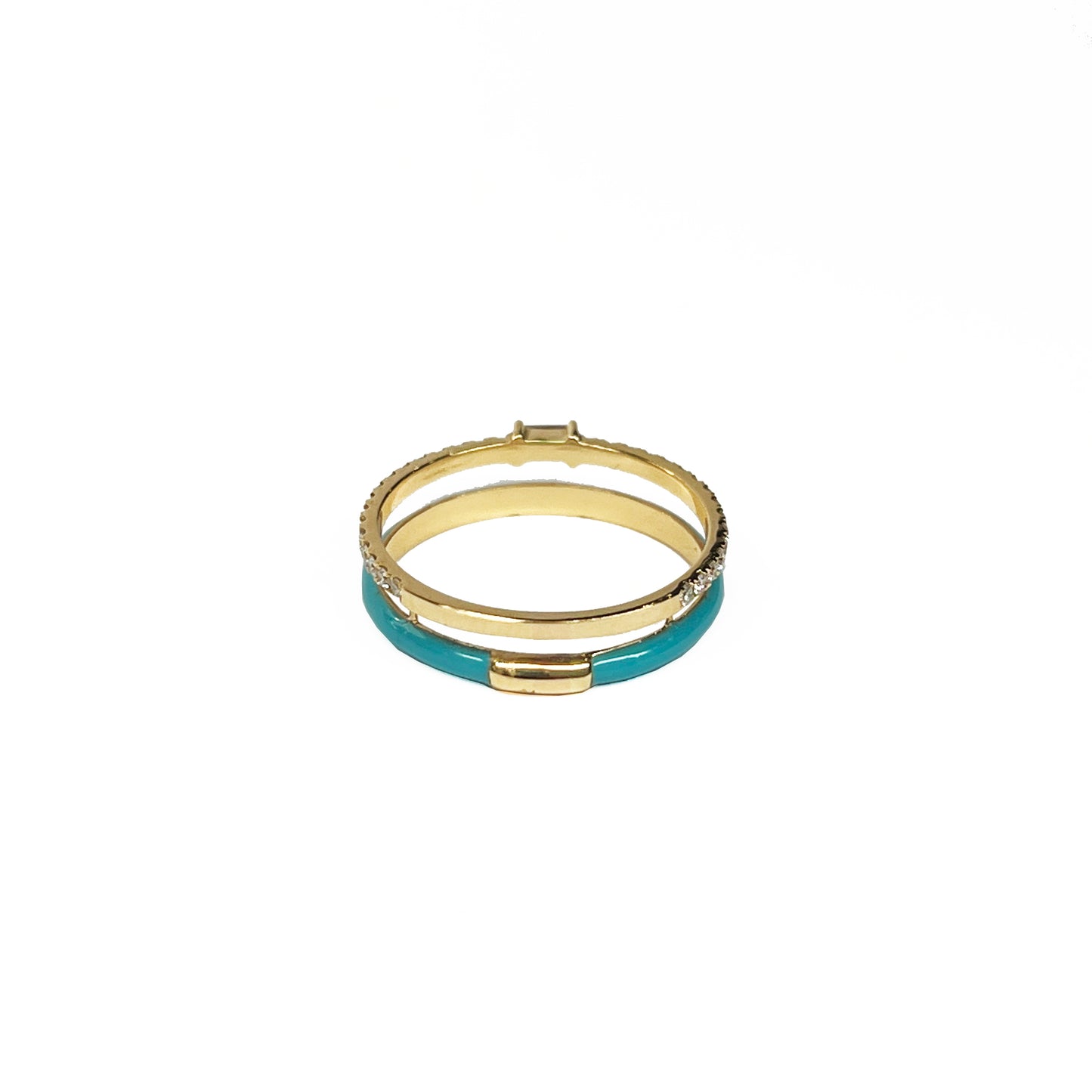 18ky Turquoise Enamel Ring
