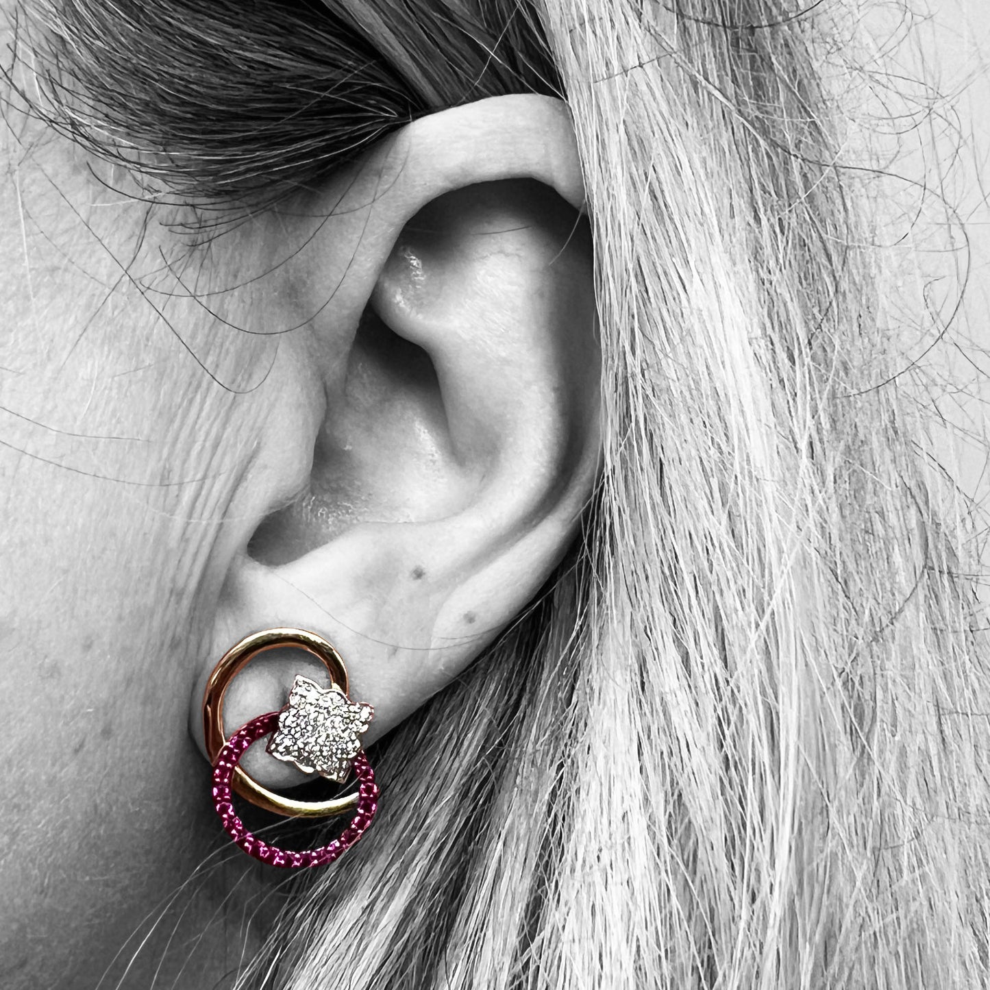 14ky Diamond and Ruby Earrings