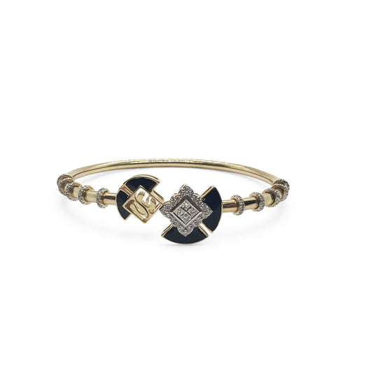 14ky Black Enamel and Diamond Bracelet