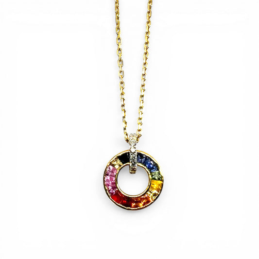 14ky Rainbow Sapphires Necklace