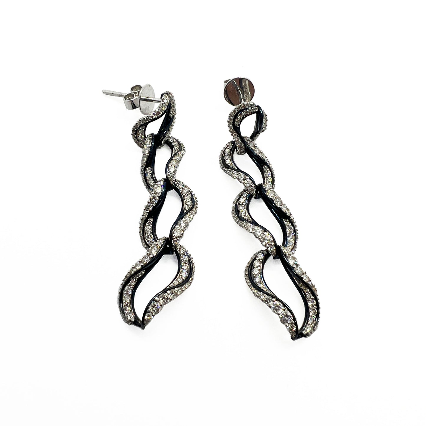 14kw Long Diamond Earrings