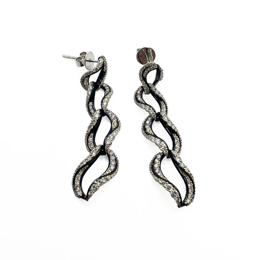 14kw Long Diamond Earrings