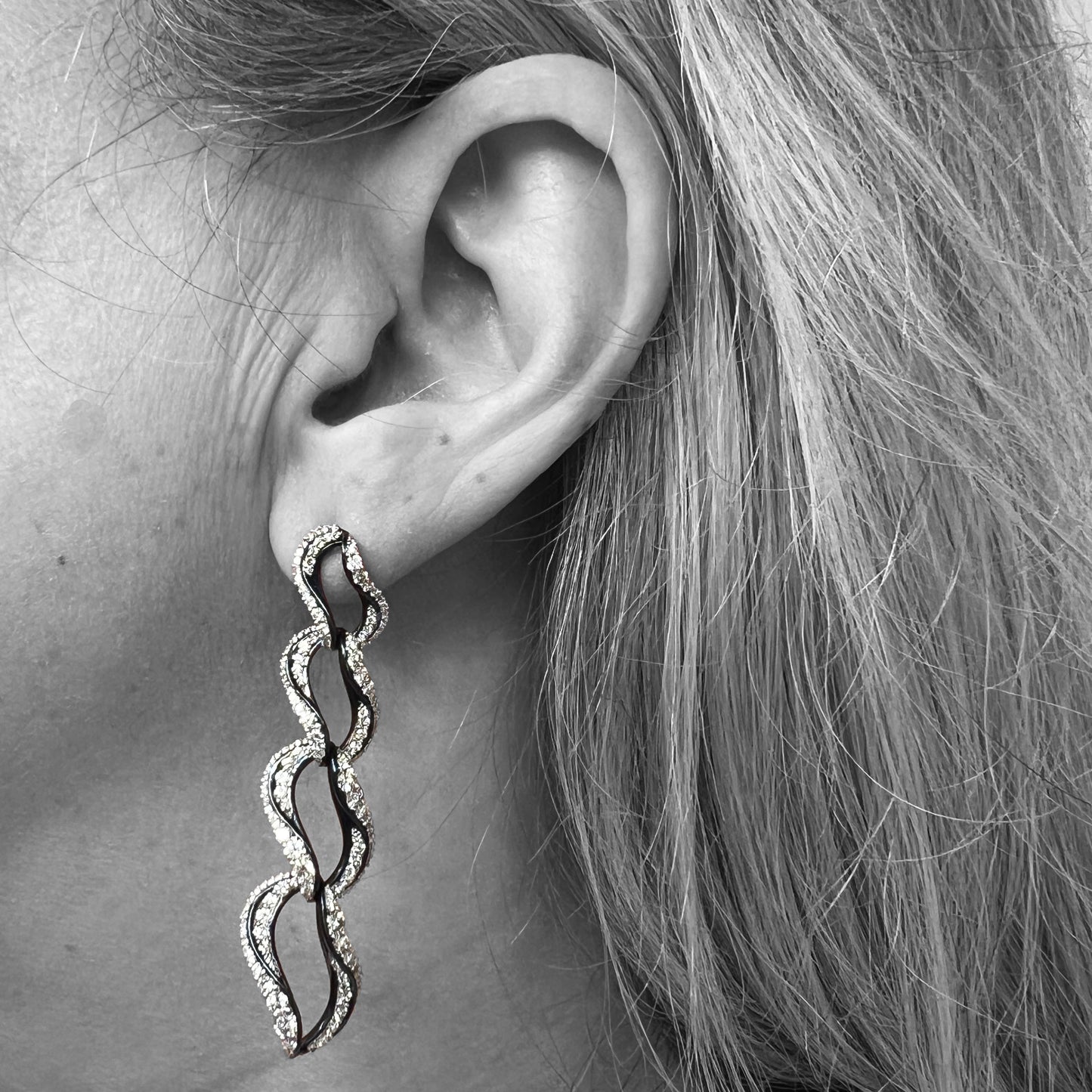 14kw Long Diamond Earrings