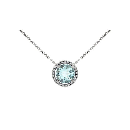 14kw Aquamarine and Diamond Pendant