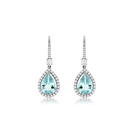 14kw Aquamarine and Diamond Earrings