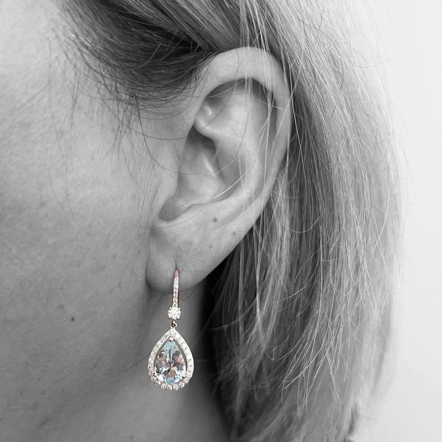 14kw Aquamarine and Diamond Earrings