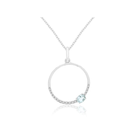 14kw Aquamarine and Diamond Pendant