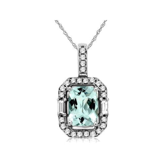 14kw Aquamarine and Diamond Pendant