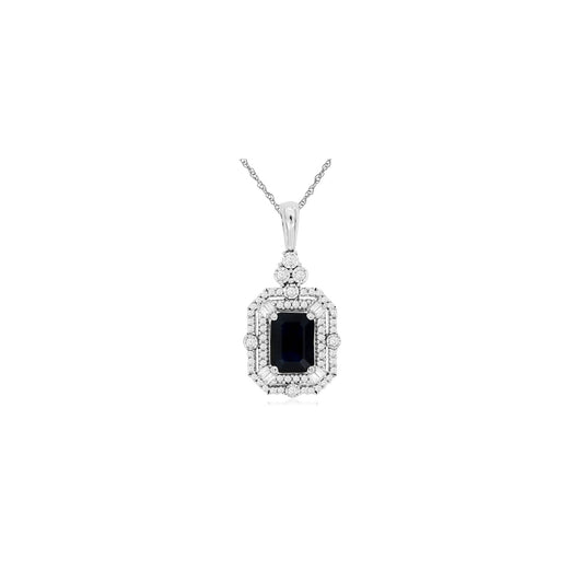 14kw Blue Sapphire and Diamond Pendant