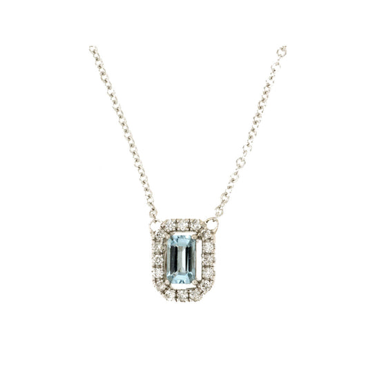 14kw Aquamarine and Diamond Pendant