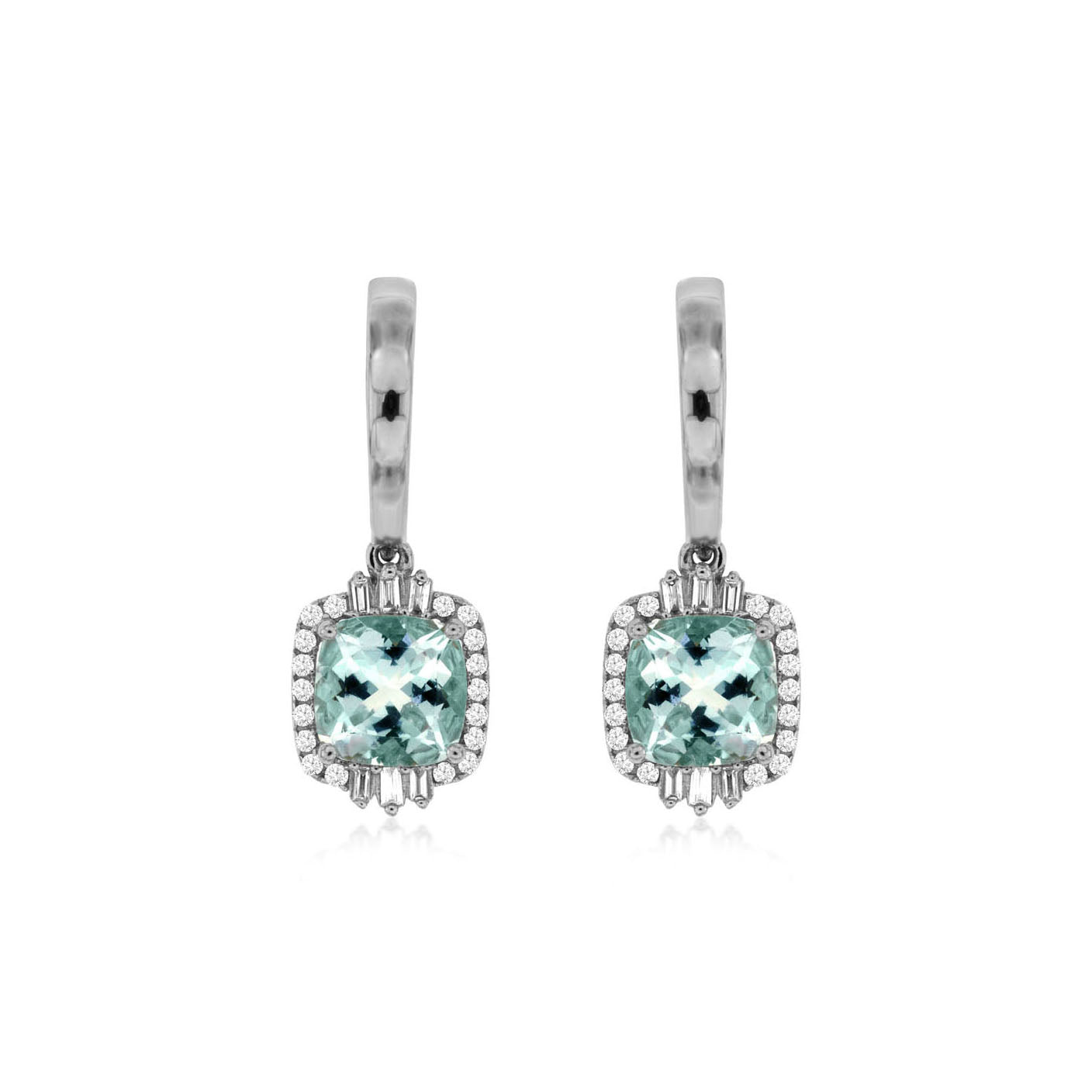 14kw Aquamarine and Diamond Earrings