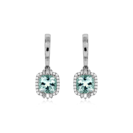 14kw Aquamarine and Diamond Earrings