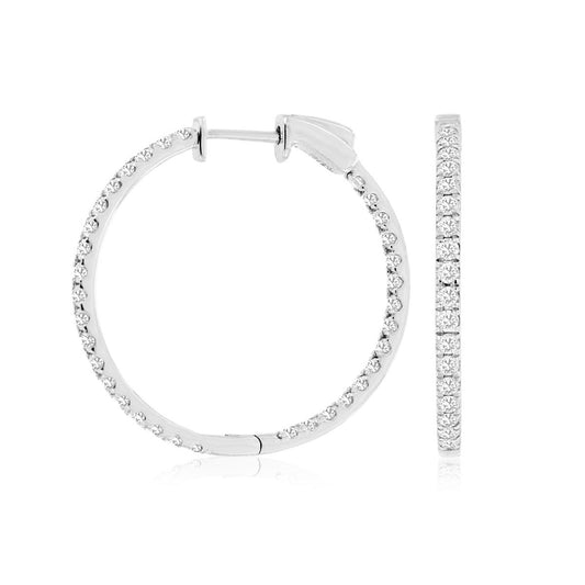 14kw Diamond Hoop Earrings 1.50ctw 29mm