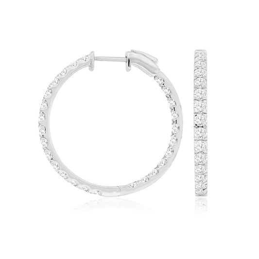 14kw Diamond Hoop Earrings 3.00ctw 29mm