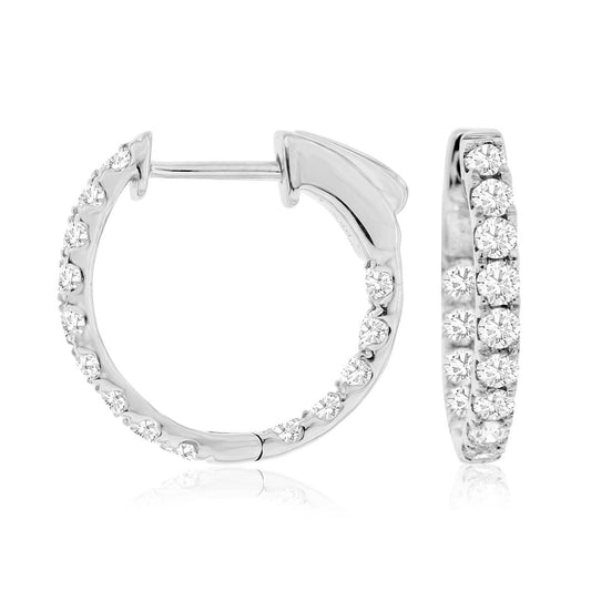 14kw Diamond Hoop Earrings 1.00ctw 16mm