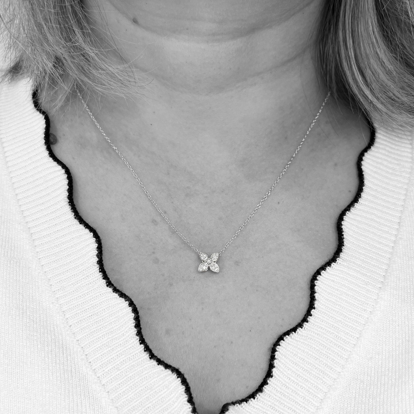 14kw Diamond Flower Necklace