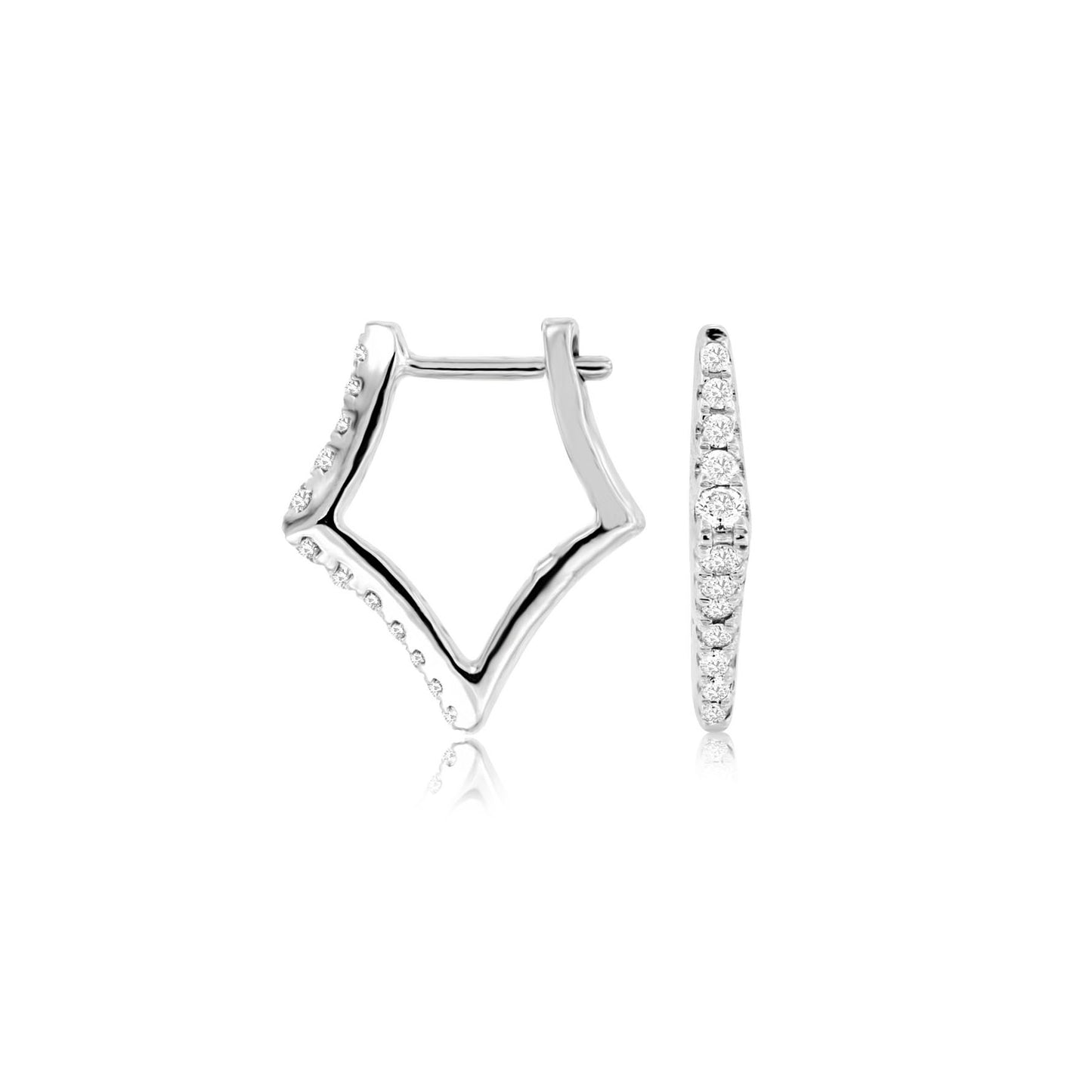 14kw Diamond Star Hoop Earrings