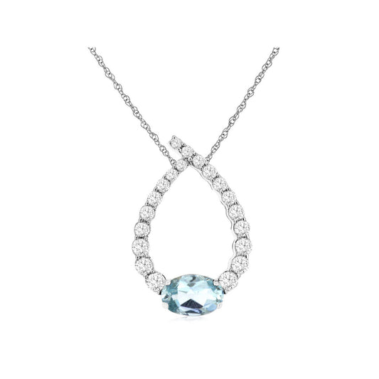 14kw Aquamarine and Diamond Pendant