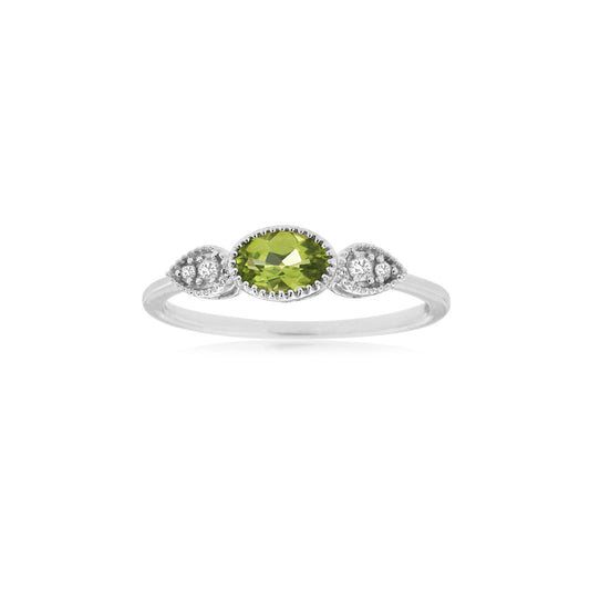 14kw Peridot and Diamond Ring