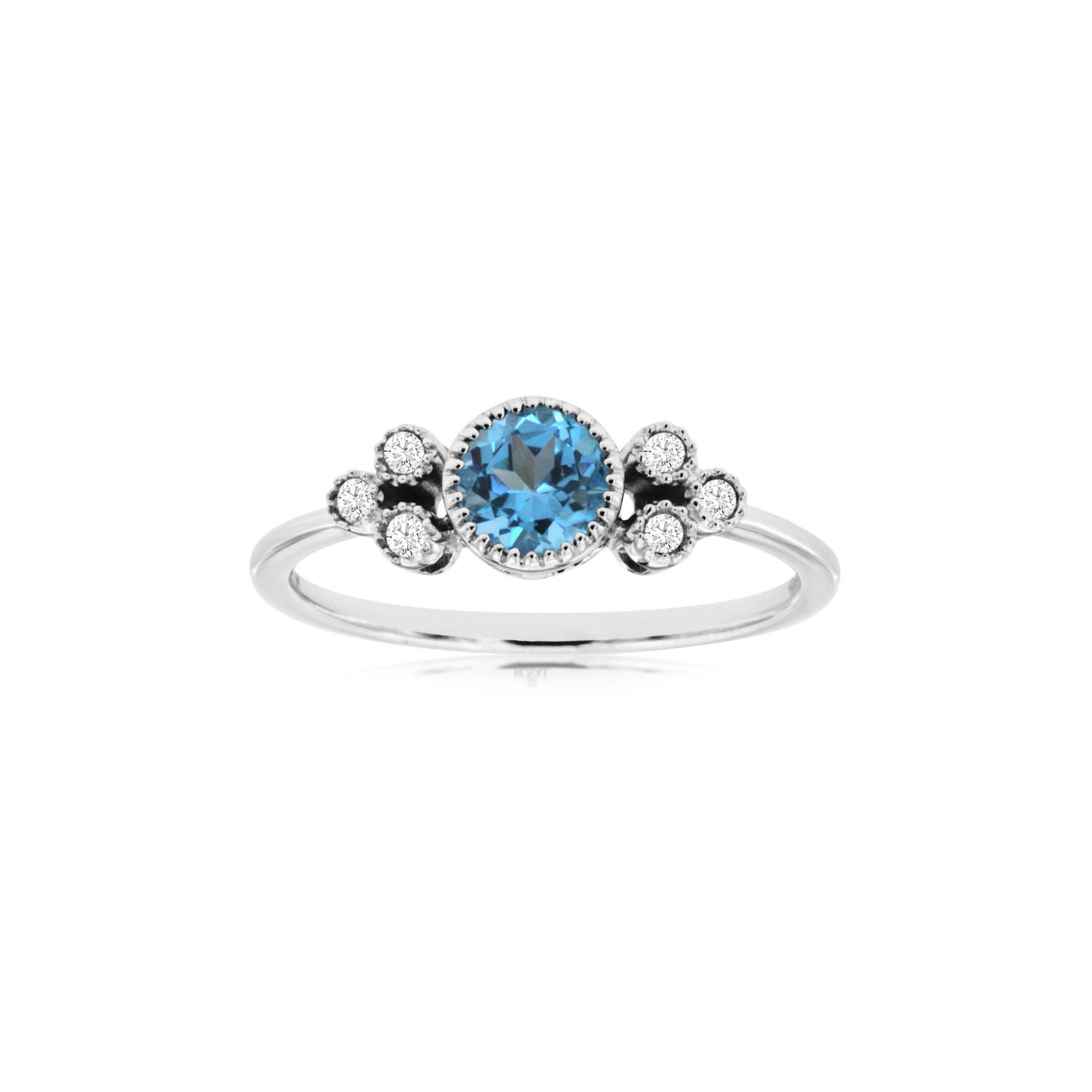 14kw Blue Topaz and Diamond Ring