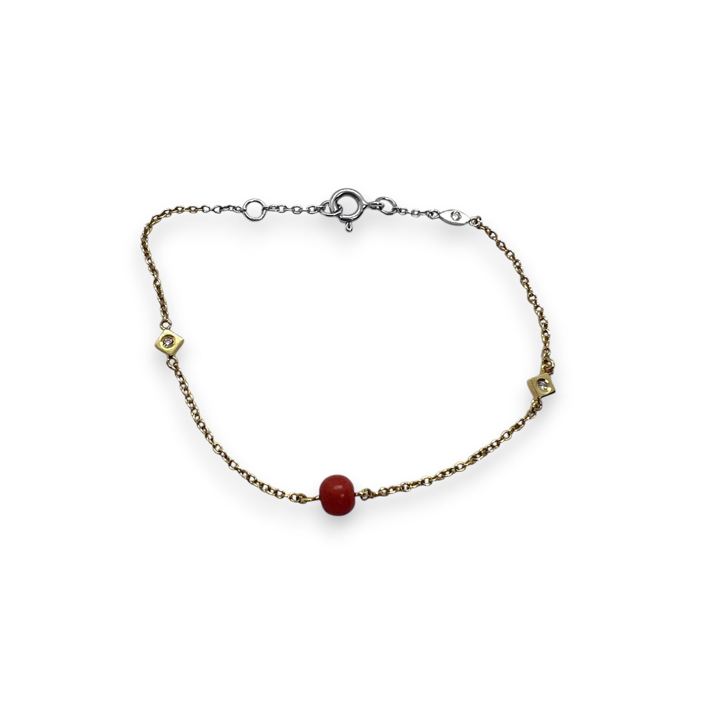 18ky Coral and Diamond Bracelet