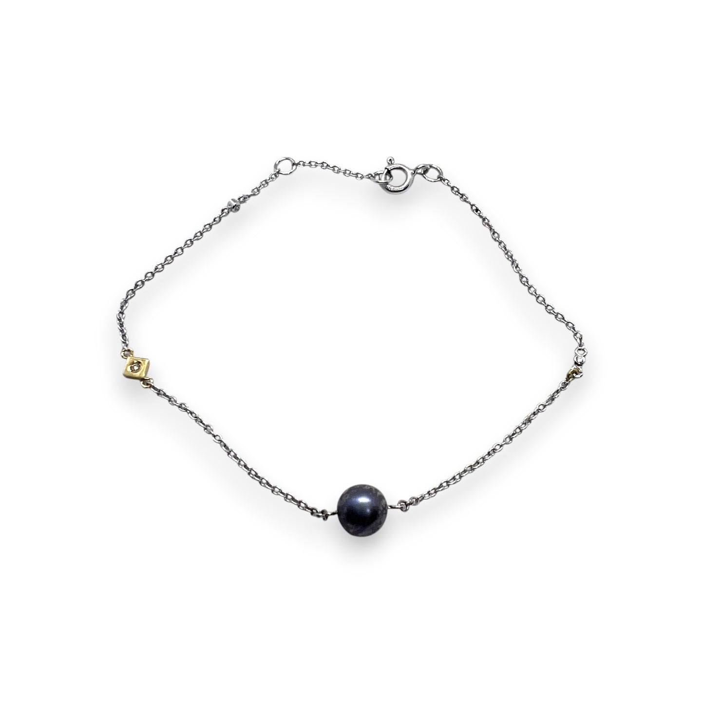 18k Gray Pearl and Diamond Bracelet